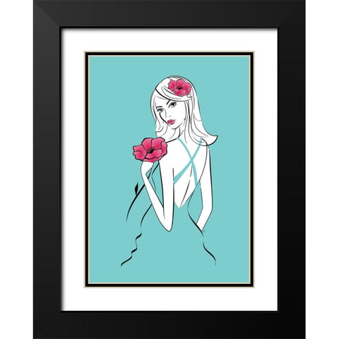 Popply Lady Black Modern Wood Framed Art Print with Double Matting by Aesthete