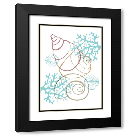 Turquise  Sea Life Black Modern Wood Framed Art Print with Double Matting by Aesthete