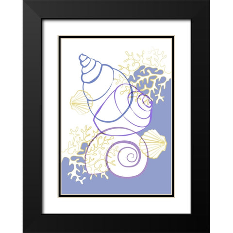 Blue Sea Life Black Modern Wood Framed Art Print with Double Matting by Aesthete