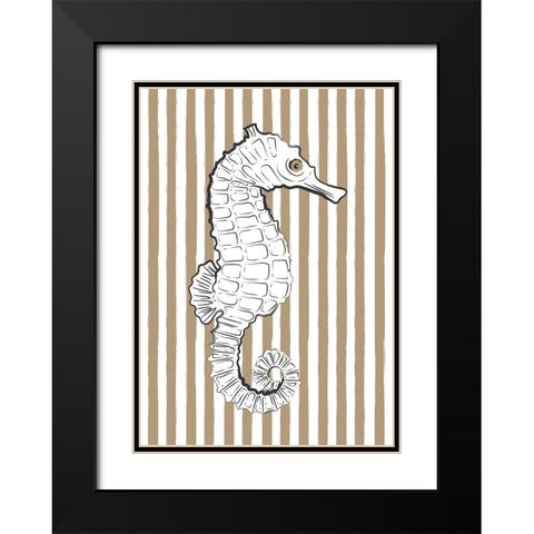 Brown Striped Sea Horse Black Modern Wood Framed Art Print with Double Matting by Aesthete
