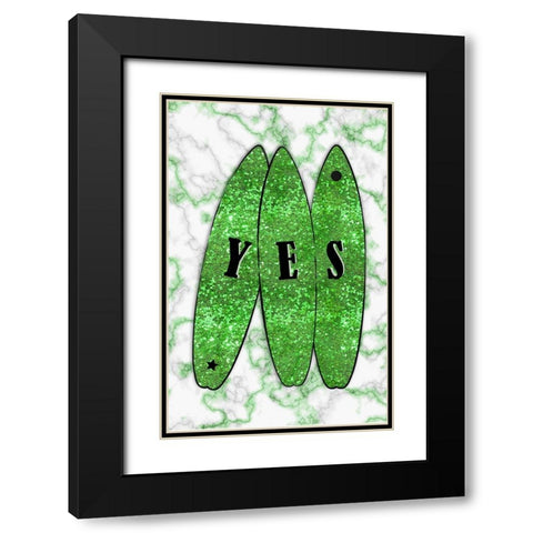 Yes Surt Green Black Modern Wood Framed Art Print with Double Matting by Aesthete
