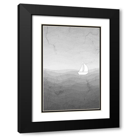 Sea Storm Gray Black Modern Wood Framed Art Print with Double Matting by Aesthete