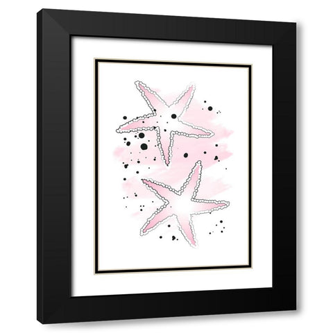 Pink Sea Stars Black Modern Wood Framed Art Print with Double Matting by Aesthete