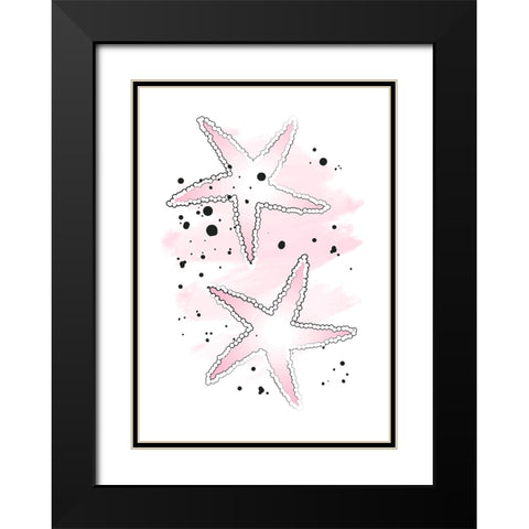 Pink Sea Stars Black Modern Wood Framed Art Print with Double Matting by Aesthete