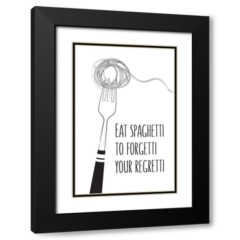 Spaghetti Black Modern Wood Framed Art Print with Double Matting by Aesthete