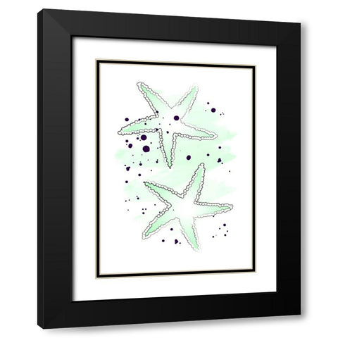 Green Sea Stars Black Modern Wood Framed Art Print with Double Matting by Aesthete