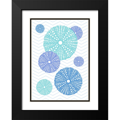 Blue Urchins Black Modern Wood Framed Art Print with Double Matting by Aesthete