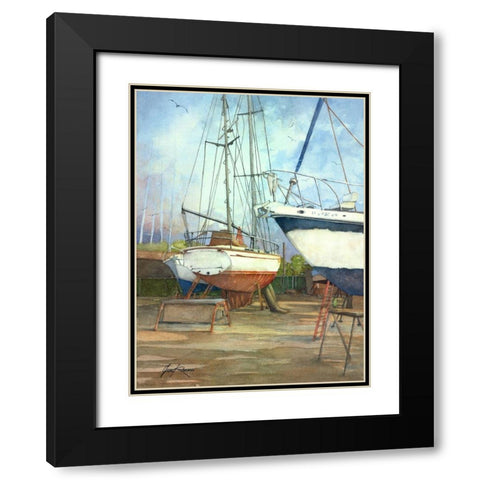 Boatyard Black Modern Wood Framed Art Print with Double Matting by Rizzo, Gene