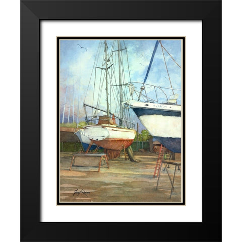 Boatyard Black Modern Wood Framed Art Print with Double Matting by Rizzo, Gene