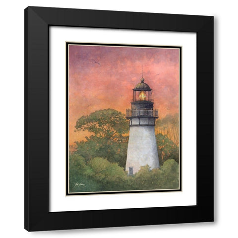 Amelia Island Lighthouse-2 Black Modern Wood Framed Art Print with Double Matting by Rizzo, Gene