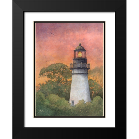 Amelia Island Lighthouse-2 Black Modern Wood Framed Art Print with Double Matting by Rizzo, Gene