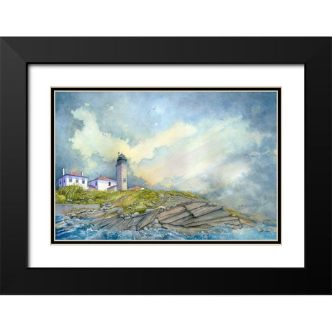 Beavertail Lighthouse - R.I. Black Modern Wood Framed Art Print with Double Matting by Rizzo, Gene