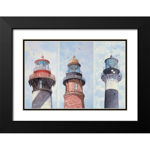 East Florida Lighthouses Black Modern Wood Framed Art Print with Double Matting by Rizzo, Gene