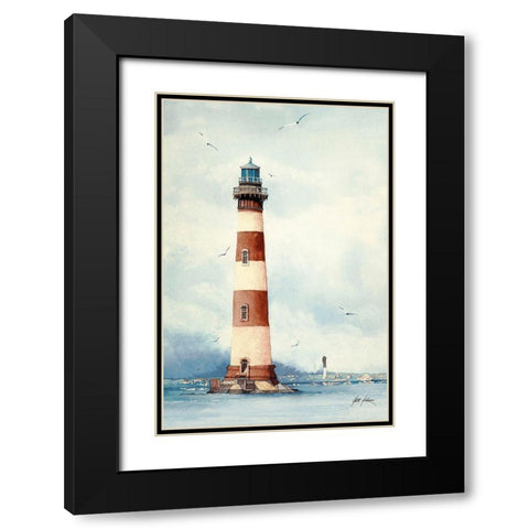 Old Charleston Lighthouse - S.C. Black Modern Wood Framed Art Print with Double Matting by Rizzo, Gene