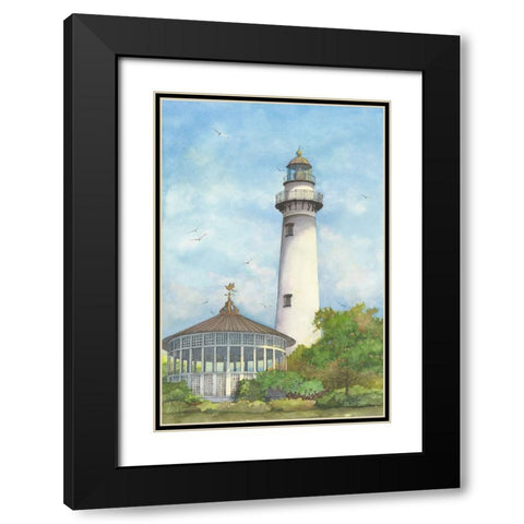 St. Simons Lighthouse Black Modern Wood Framed Art Print with Double Matting by Rizzo, Gene