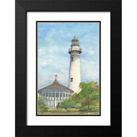 St. Simons Lighthouse Black Modern Wood Framed Art Print with Double Matting by Rizzo, Gene