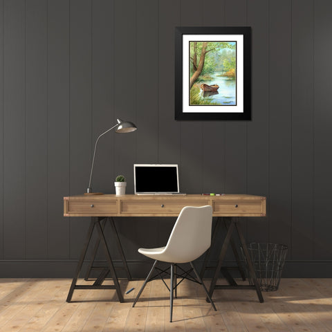 Serene Black Modern Wood Framed Art Print with Double Matting by Rizzo, Gene