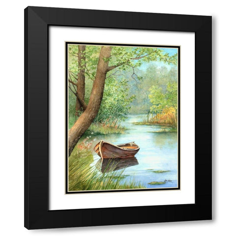 Serene Black Modern Wood Framed Art Print with Double Matting by Rizzo, Gene