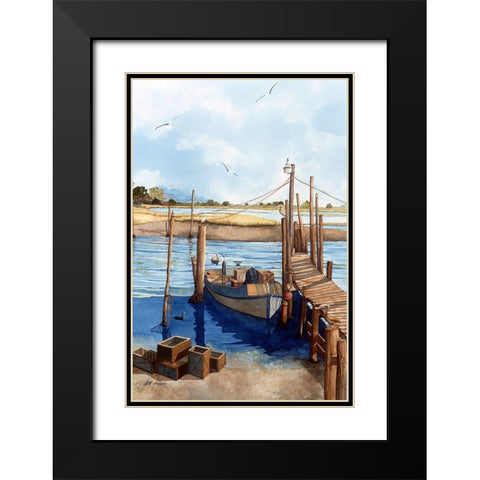Crab Skiff Black Modern Wood Framed Art Print with Double Matting by Rizzo, Gene
