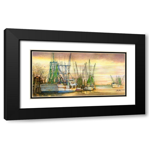 Shrimpers Delight Black Modern Wood Framed Art Print with Double Matting by Rizzo, Gene