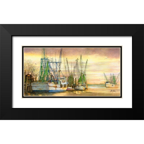 Shrimpers Delight Black Modern Wood Framed Art Print with Double Matting by Rizzo, Gene