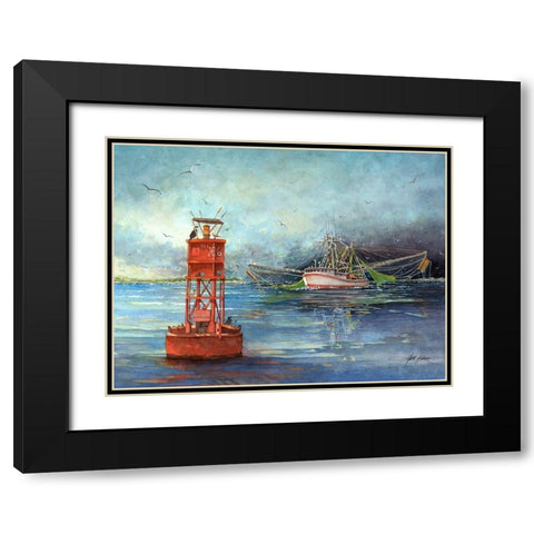 Stormy Sea Black Modern Wood Framed Art Print with Double Matting by Rizzo, Gene