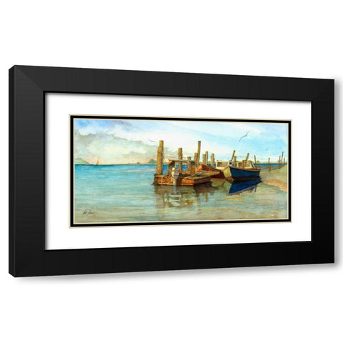 The Red Boat Black Modern Wood Framed Art Print with Double Matting by Rizzo, Gene