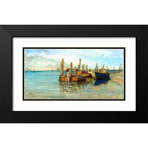 The Red Boat Black Modern Wood Framed Art Print with Double Matting by Rizzo, Gene