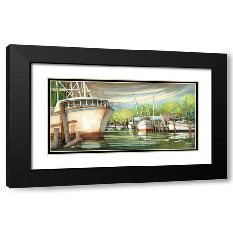 Calm Harbor Black Modern Wood Framed Art Print with Double Matting by Rizzo, Gene