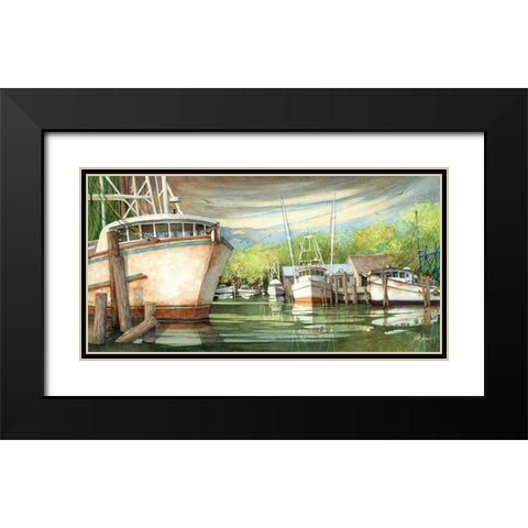 Calm Harbor Black Modern Wood Framed Art Print with Double Matting by Rizzo, Gene