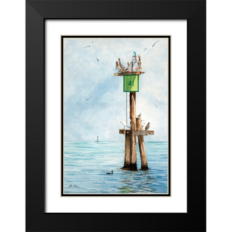 Channel Marker 41 Black Modern Wood Framed Art Print with Double Matting by Rizzo, Gene