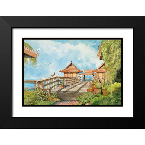 Naples Pier Black Modern Wood Framed Art Print with Double Matting by Rizzo, Gene