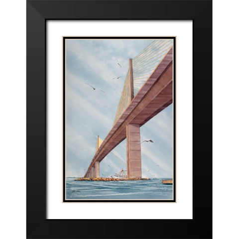 Skyway Bridge Black Modern Wood Framed Art Print with Double Matting by Rizzo, Gene