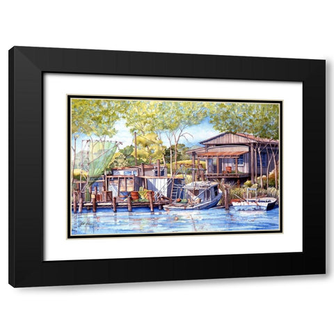 The Village Black Modern Wood Framed Art Print with Double Matting by Rizzo, Gene