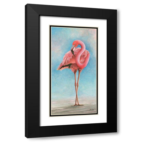 Flamingo - Sassy Black Modern Wood Framed Art Print with Double Matting by Rizzo, Gene