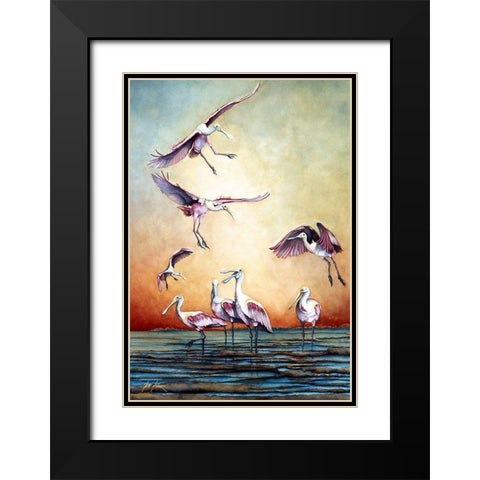 Flying Roseates Black Modern Wood Framed Art Print with Double Matting by Rizzo, Gene