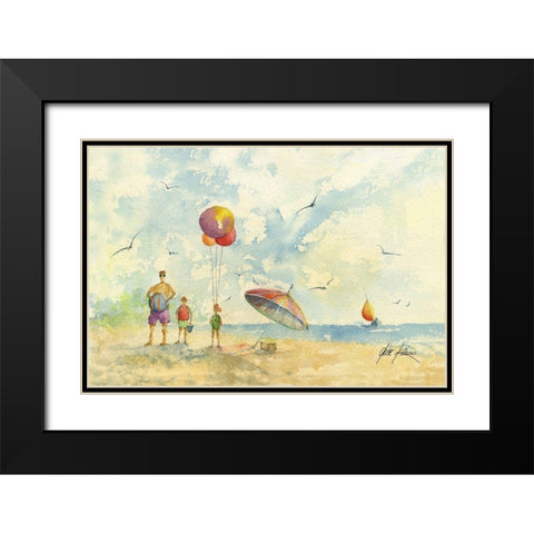 Beach Peope Black Modern Wood Framed Art Print with Double Matting by Rizzo, Gene