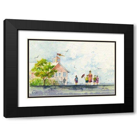 School People Black Modern Wood Framed Art Print with Double Matting by Rizzo, Gene