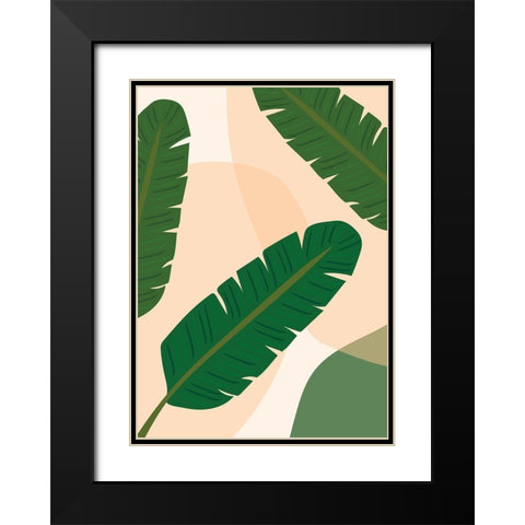 Banana Leaf Black Modern Wood Framed Art Print with Double Matting by Hollie, Jasmine