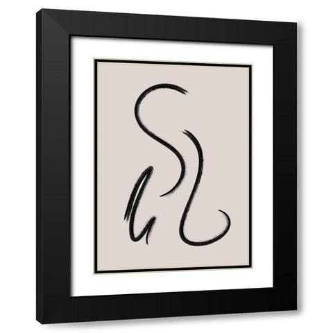 Brush Lines No.1 Black Modern Wood Framed Art Print with Double Matting by Ratcliffe, Tiffany