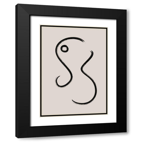 Brush Lines No.2 Black Modern Wood Framed Art Print with Double Matting by Ratcliffe, Tiffany