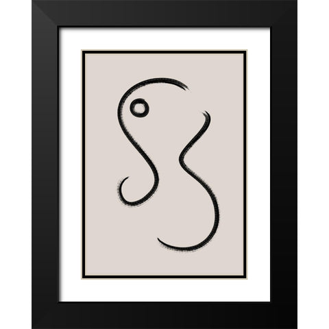 Brush Lines No.2 Black Modern Wood Framed Art Print with Double Matting by Ratcliffe, Tiffany