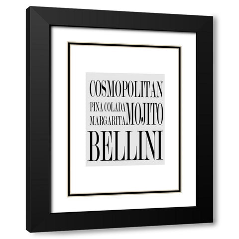 Cocktails Black Modern Wood Framed Art Print with Double Matting by Mi, Suki
