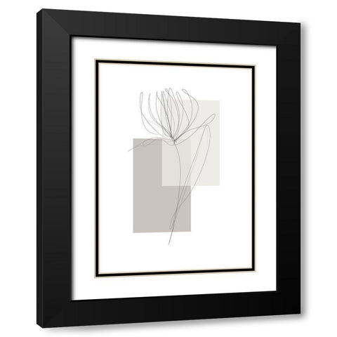 Geometric Flower No.1 Black Modern Wood Framed Art Print with Double Matting by Ratcliffe, Tiffany
