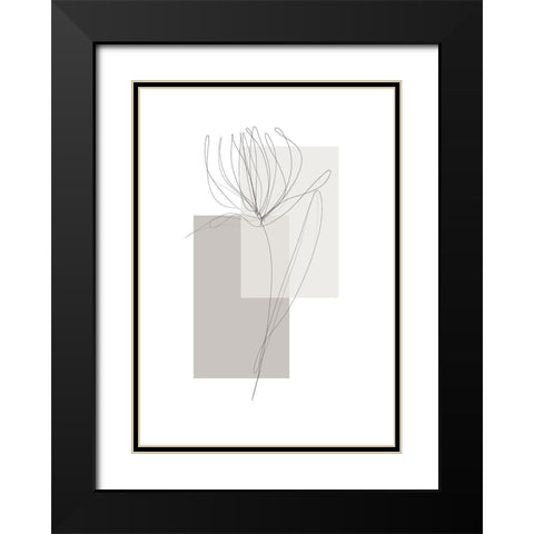 Geometric Flower No.1 Black Modern Wood Framed Art Print with Double Matting by Ratcliffe, Tiffany
