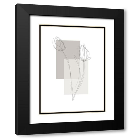 Geometric Flower No.2 Black Modern Wood Framed Art Print with Double Matting by Ratcliffe, Tiffany