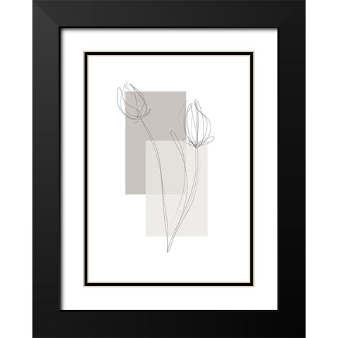 Geometric Flower No.2 Black Modern Wood Framed Art Print with Double Matting by Ratcliffe, Tiffany