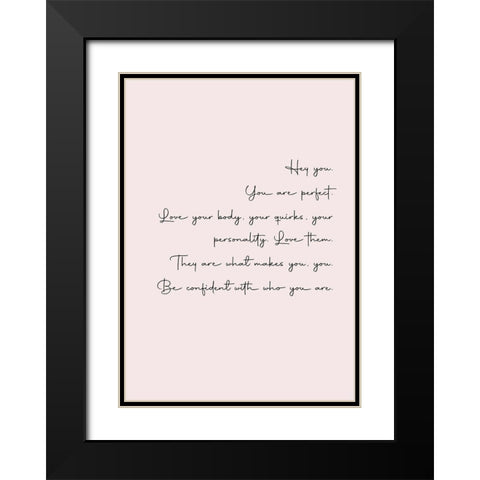 Hey You Black Modern Wood Framed Art Print with Double Matting by Mi, Suki