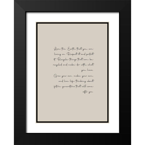 Love Your Earth Black Modern Wood Framed Art Print with Double Matting by Mi, Suki