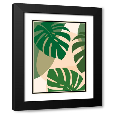 Monstera Black Modern Wood Framed Art Print with Double Matting by Hollie, Jasmine